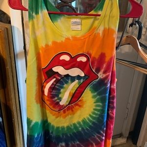 Tie dye Rolling Stones tank